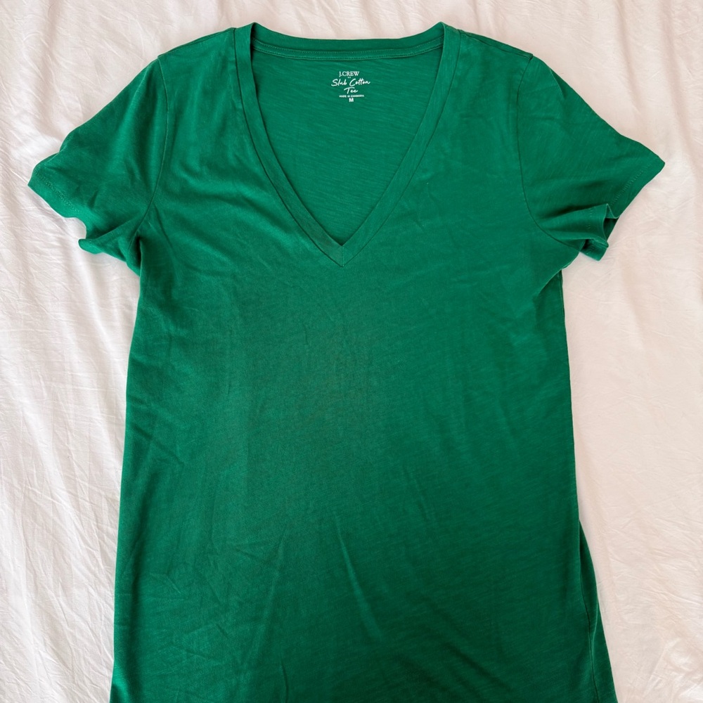 Women’s J.Crew Slub Cotton Tee in Kelly Green